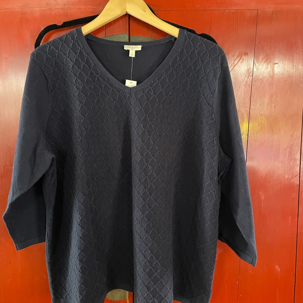Talbots Navy Textured Women's Blouse